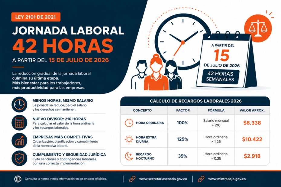 Jornada Laboral 42 Horas en Colombia 2026: Guía para Empresas | Sala Laboral Jornada Laboral 42 Horas en Colombia 2026: Guía para Empresas | Sala Laboral